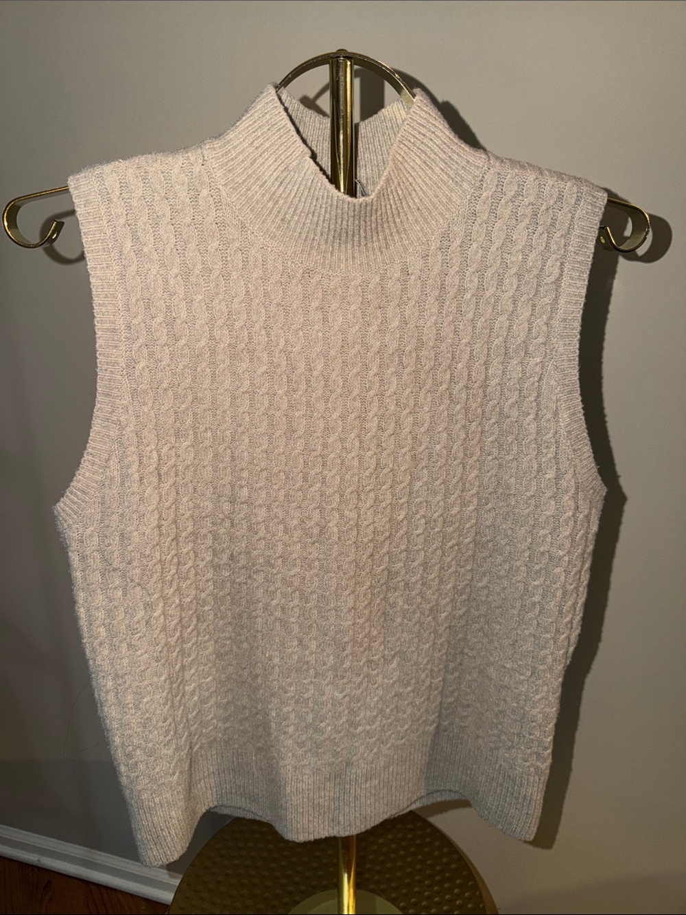 Sleeveless Cable Knit Turtleneck Sweater